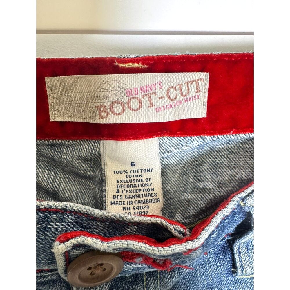 Old Navy Women's Size 6 Patchwork Low Rise Bootcut Jeans Distressed Y2K Denim - Picture 10 of 11